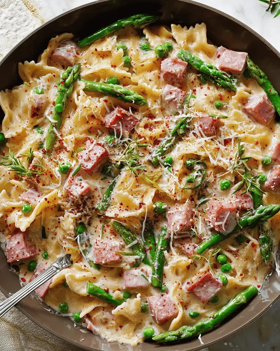 Creamy Ham Pasta with Asparagus (30-Minute Dinner)