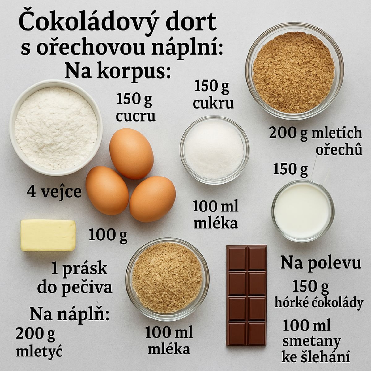 čokoládový dort s ořechovou náplní