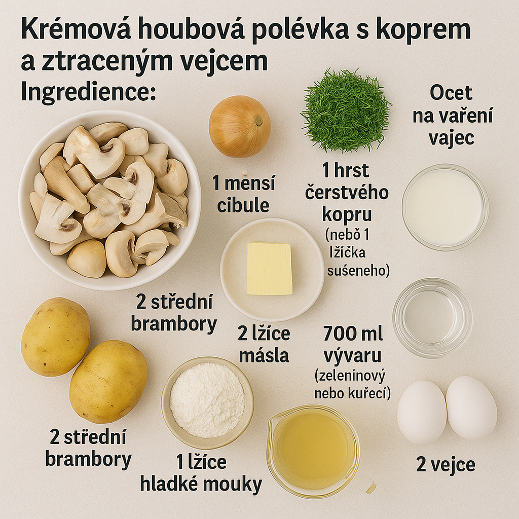 Krémová houbová polévka – S koprem a ztraceným vejcem 5 krémová houbová polévka