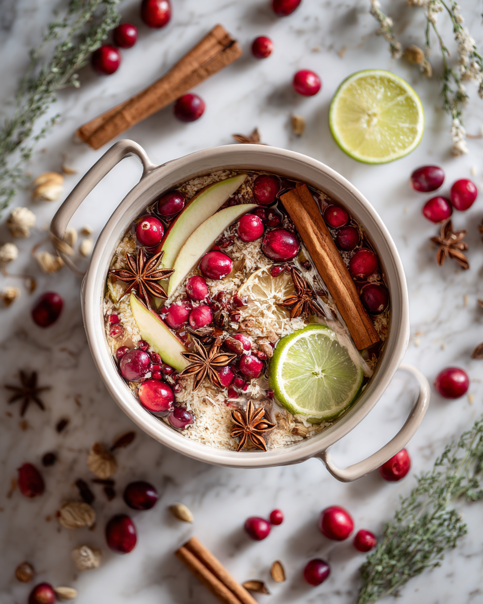 Vánoční potpourri s kořením jako skořice a hřebíček pro útulný domov