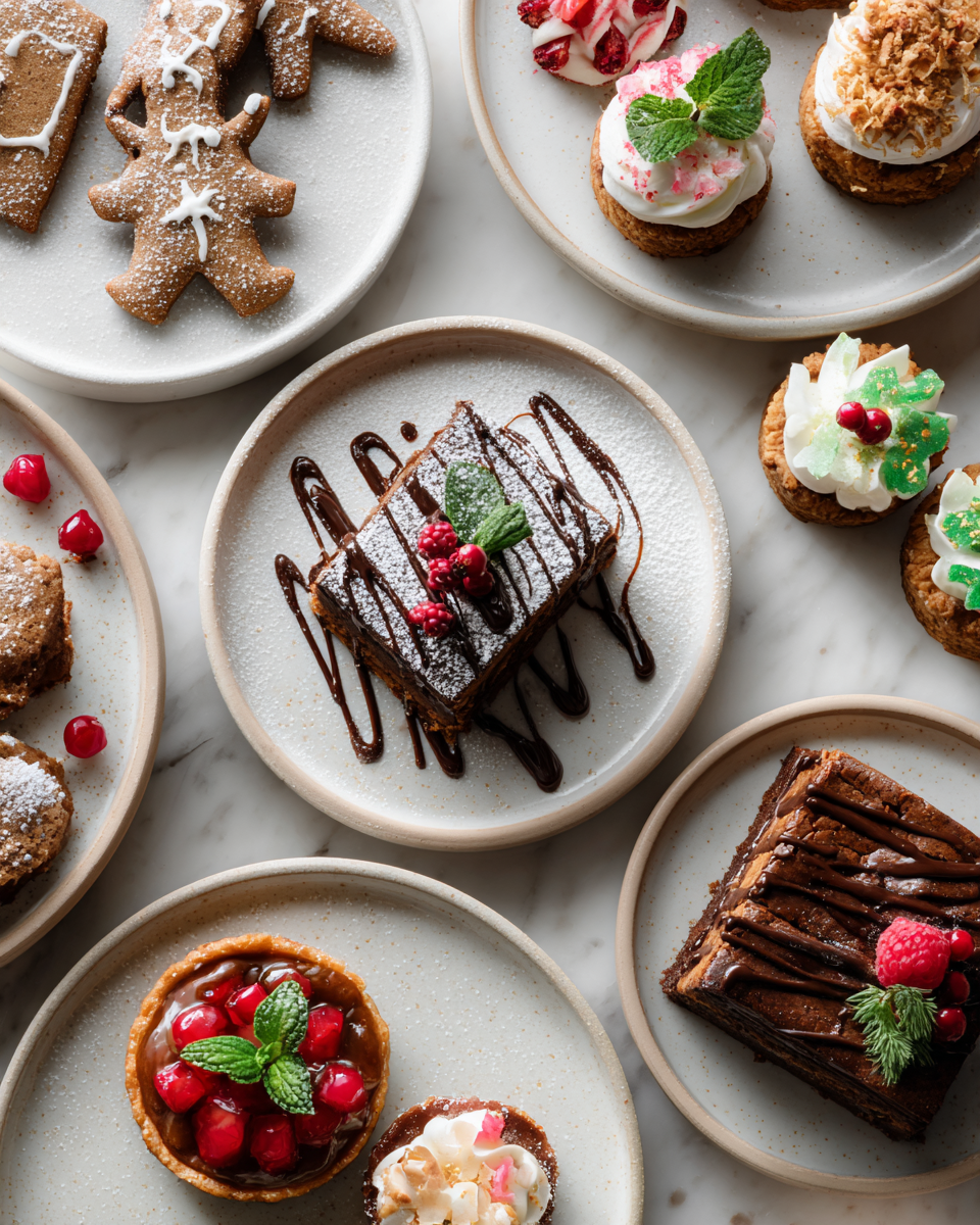 Rychlé vánoční dezerty připravené v horkovzdušné fritéze, jako perníkové sušenky a mini ovocné koláče.