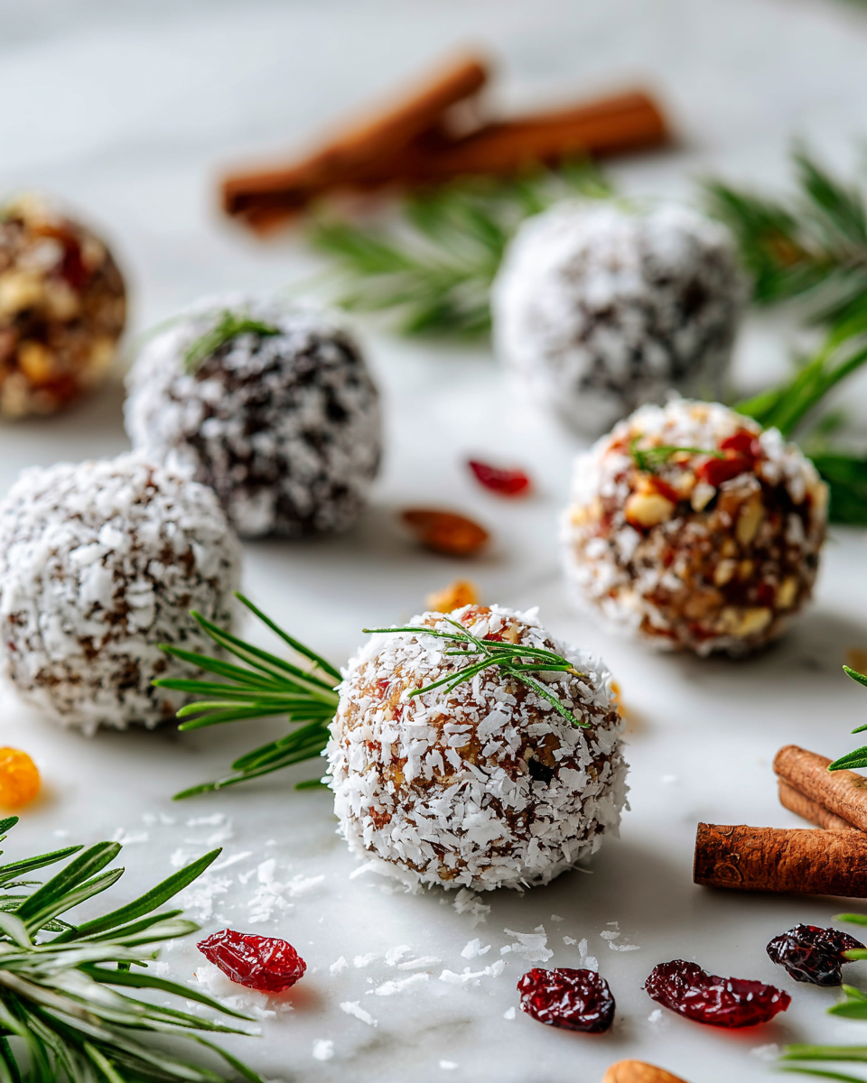 No-Bake Vánoční Zázraky: rychlý a chutný recept na vánoční sladkost bez pečení, plný kokosové chuti a tmavé čokolády.