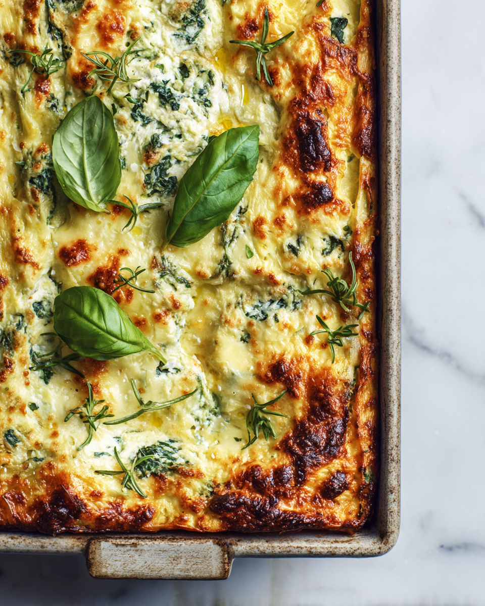 Smetanový těstovinový nákyp s ricottou a špenátem, ideální pro rodinné oslavy