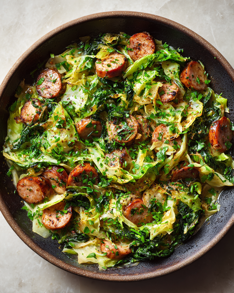 Útulné zelí s klobásou, ideální na zimní večery, vydatné jídlo plné chuti, které zahřeje.