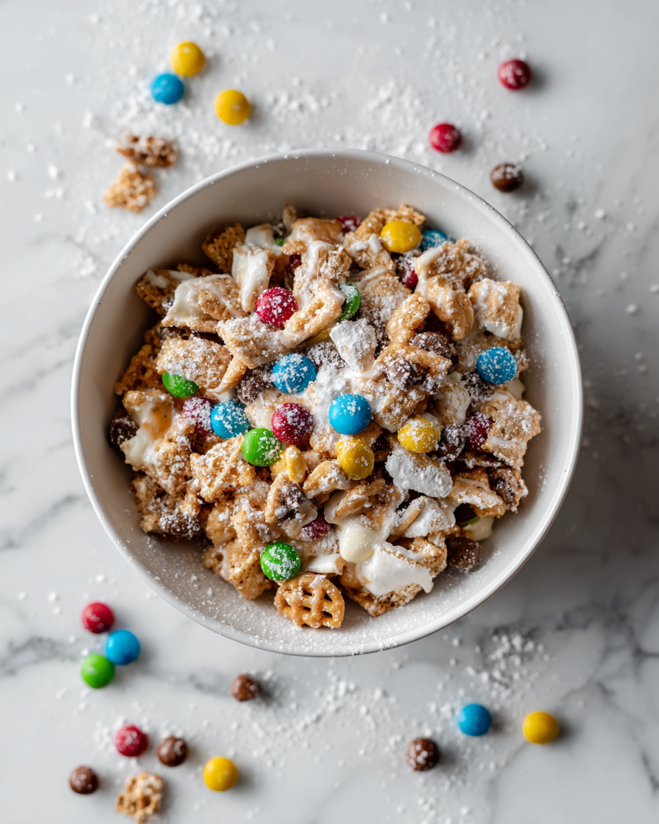 Reindeer Chow recept - lahodné sladké a slané občerstvení pro zimní večery, ideální pro rodinné setkání.