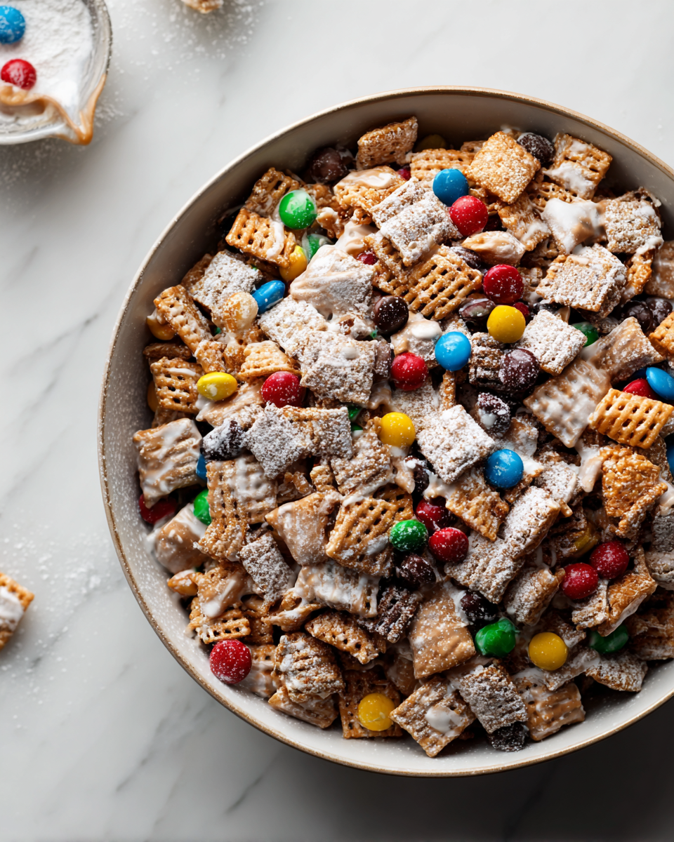 Reindeer Chow recept - lahodné sladké a slané občerstvení pro zimní večery, ideální pro rodinné setkání.