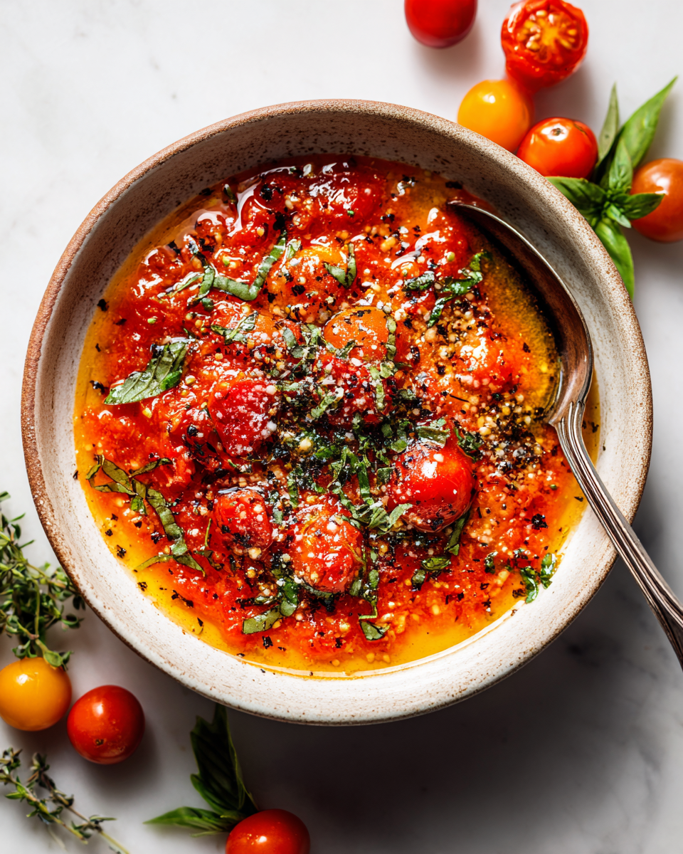 Rychlá domácí rajčatová omáčka s čerstvými ingrediencemi, ideální pro rodinné večeře.