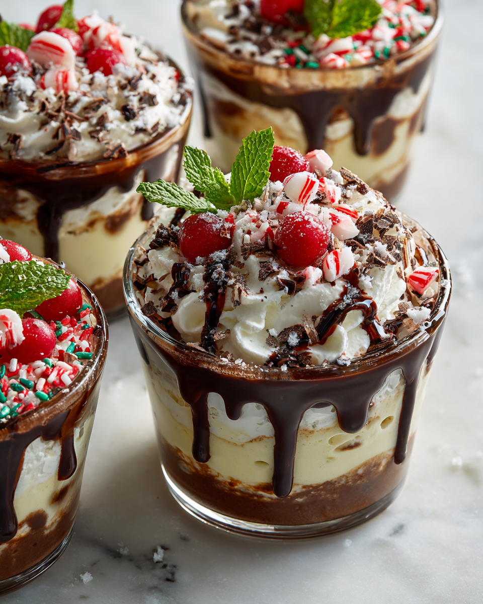 Lahodné vánoční dezerty s Cool Whip a pudinkem prezentované v elegantní skleněné míse.