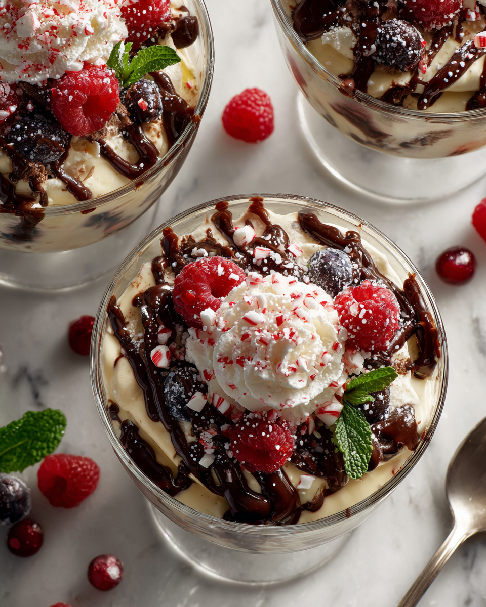 Lahodné vánoční dezerty s Cool Whip a pudinkem prezentované v elegantní skleněné míse.