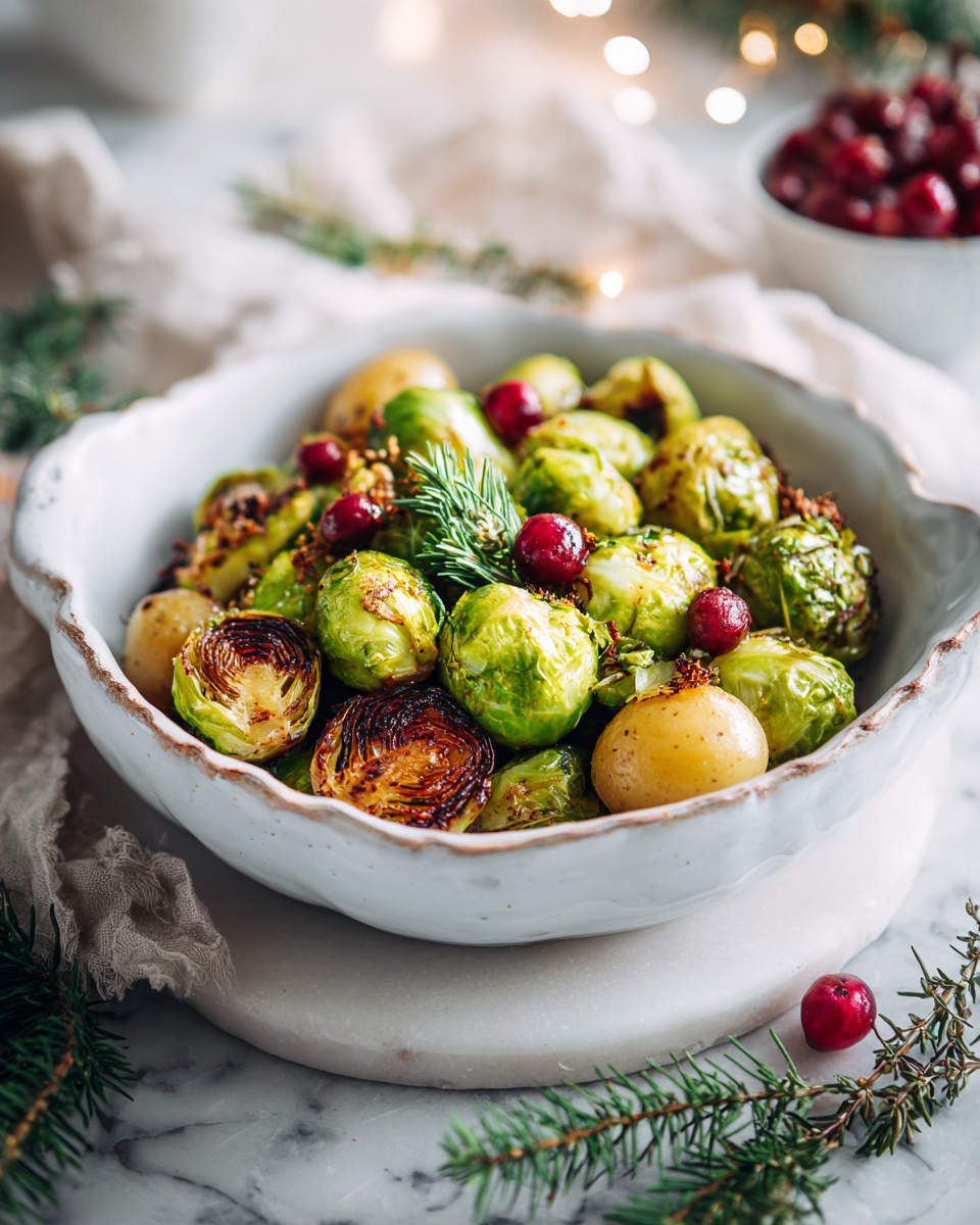 Pečená zelenina jako příloha na vánoční stůl s brambory a kapustou