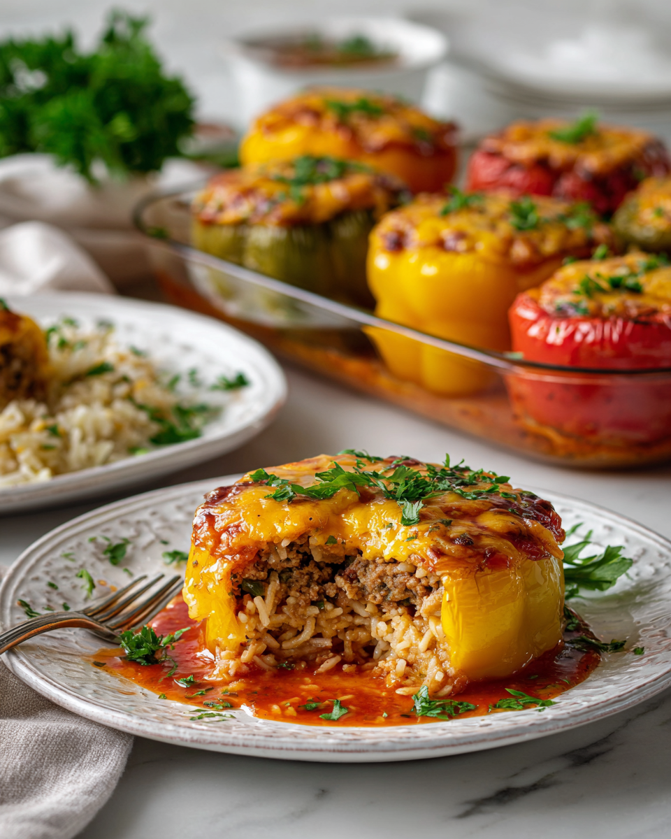 Zapečené papriky s mletým masem a sýrem, ideální pro podzimní večery
