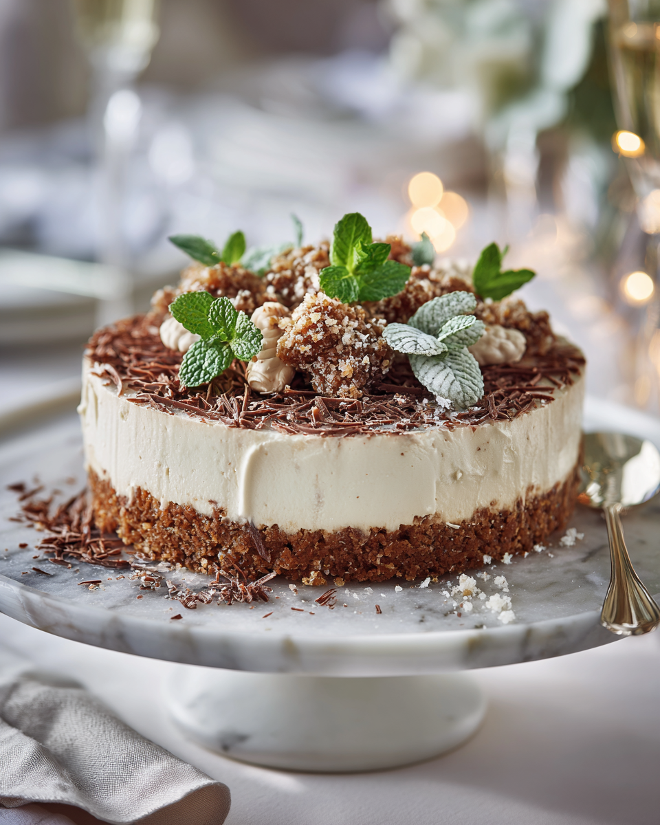 Vánoční dezert s peprmintem, krémová náplň a čokoládový korpus, Příprava: rychlý, vhodný na sváteční stůl