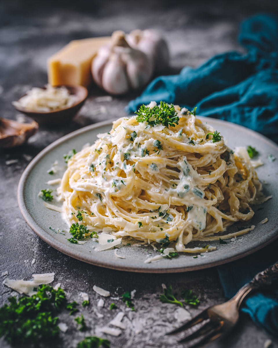 Rychlé těstoviny s krémovou česnekovou omáčkou, snadný recept na domácí večeři
