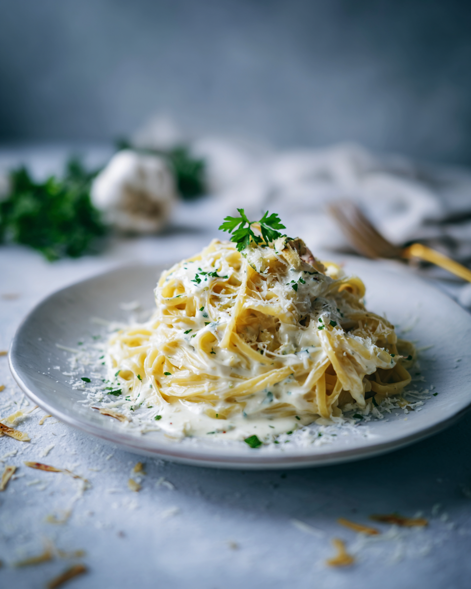 Rychlé těstoviny s krémovou česnekovou omáčkou, snadný recept na domácí večeři