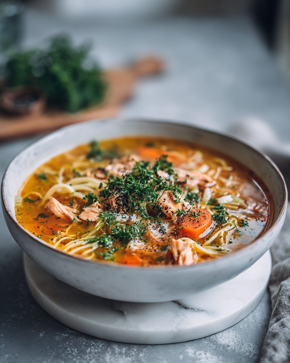 Kuřecí polévka s těstovinami připravená v Instant Pot, rychlý a chutný recept na podzimní večeři.