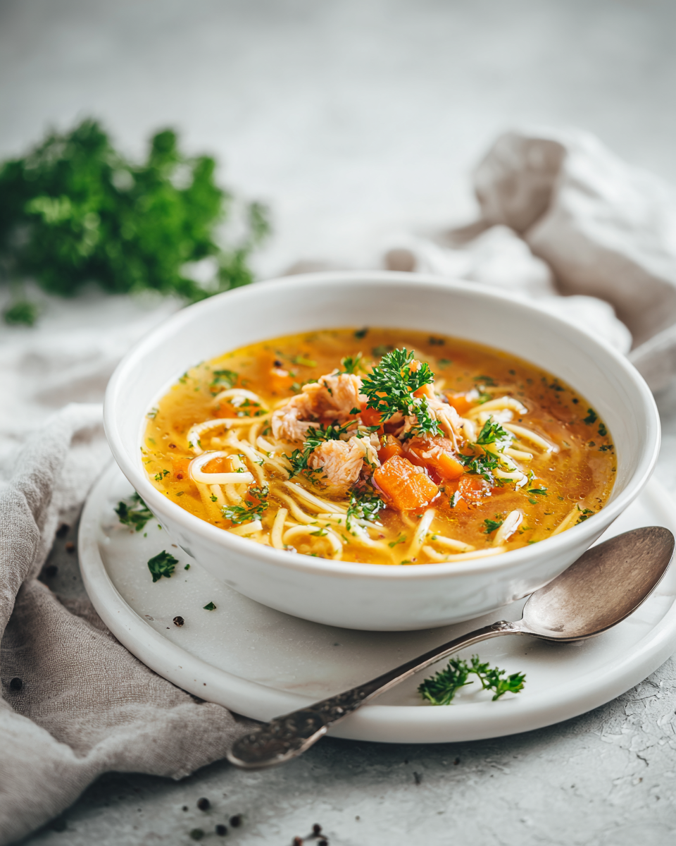 Kuřecí polévka s těstovinami připravená v Instant Pot, rychlý a chutný recept na podzimní večeři.