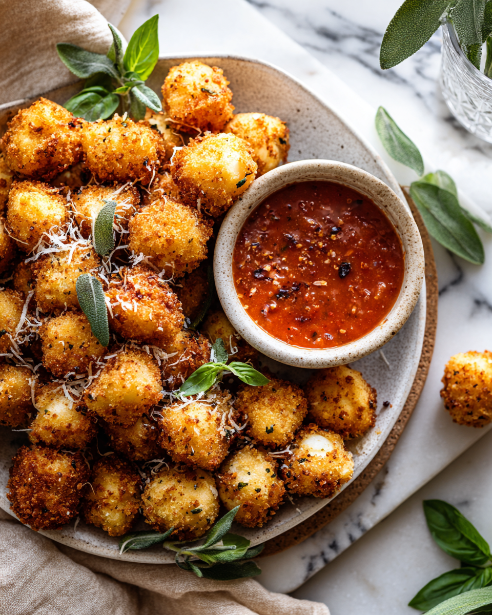 Křupavé předkrmy z horkovzdušné fritézy s mozzarellou a cuketou, ideální pro podzimní slavnosti.