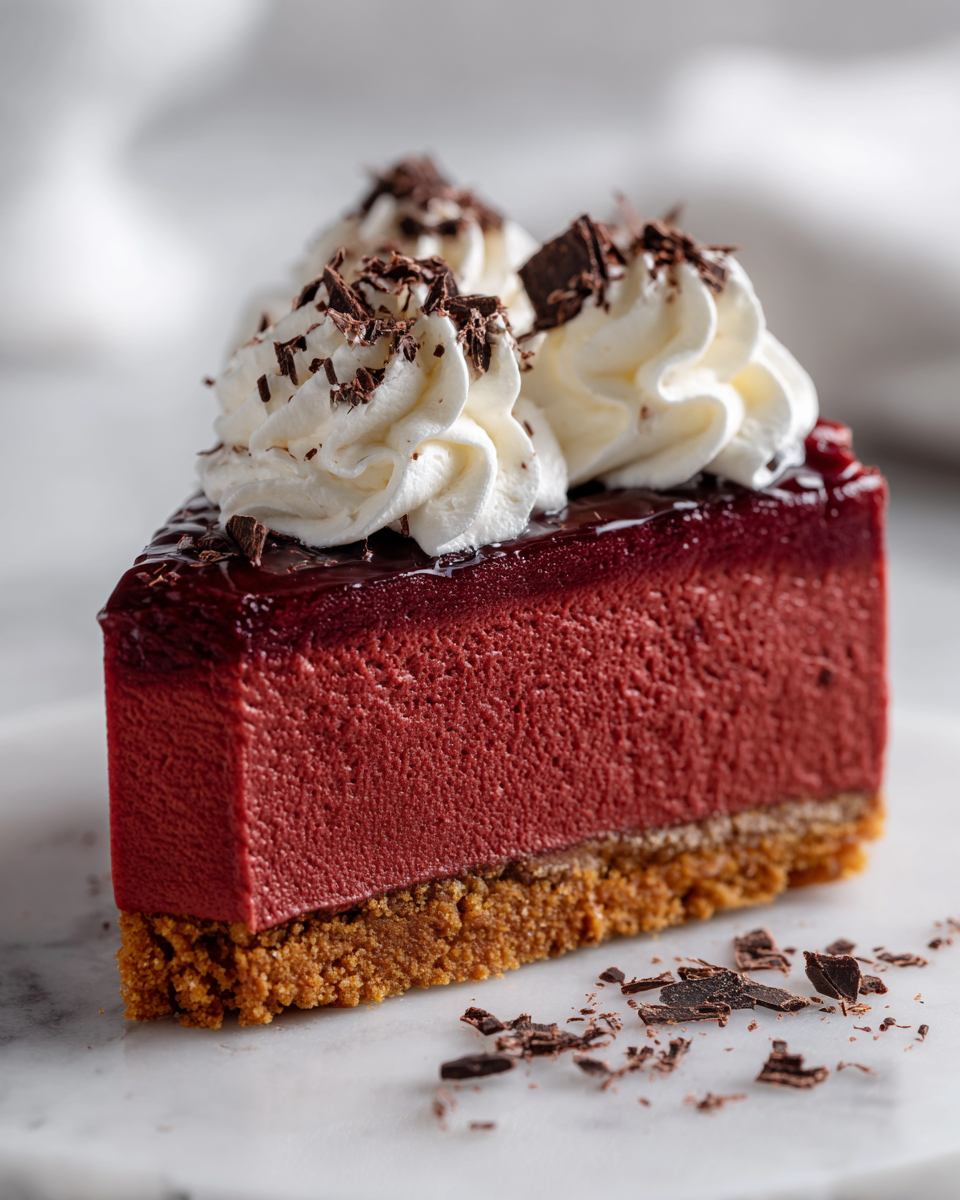 Jednoduchý červený sametový cheesecake bez pečení, ideální pro sváteční chvíle.