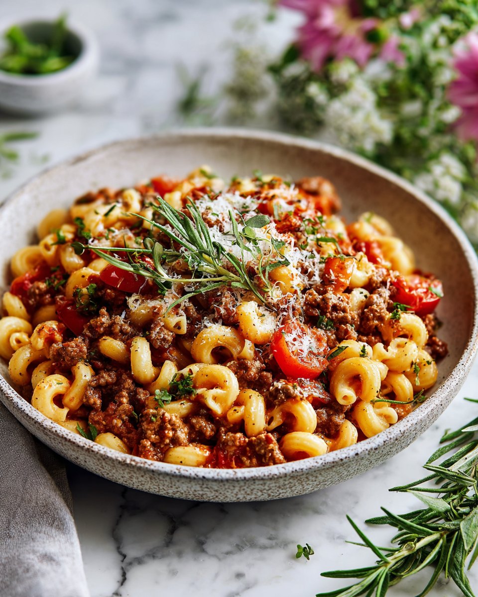 Recept na vintage večeři s mletým hovězím masem a těstovinami, ideální pro rodinné oslavy.