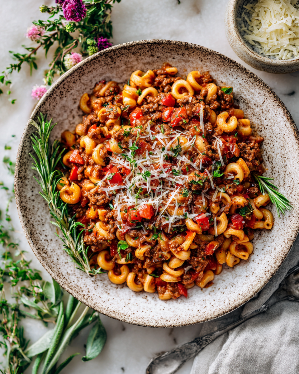 Recept na vintage večeři s mletým hovězím masem a těstovinami, ideální pro rodinné oslavy.