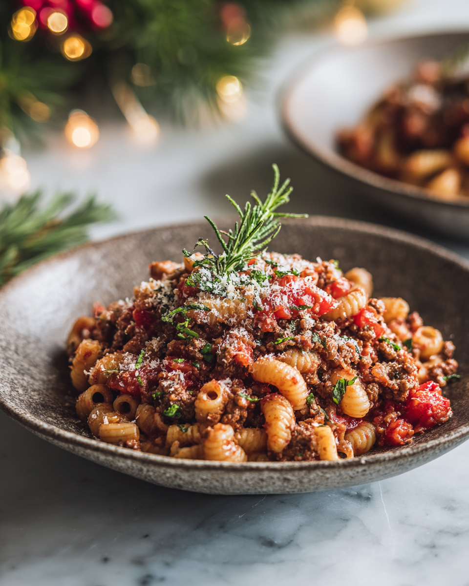 Recept na vintage večeři s mletým hovězím masem a těstovinami, ideální pro rodinné oslavy.