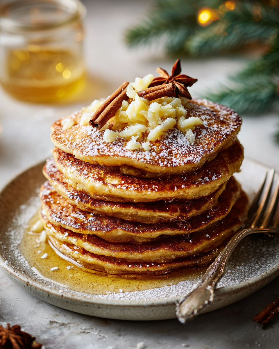 Zázvorové palačinky s javorovým sirupem na talíři