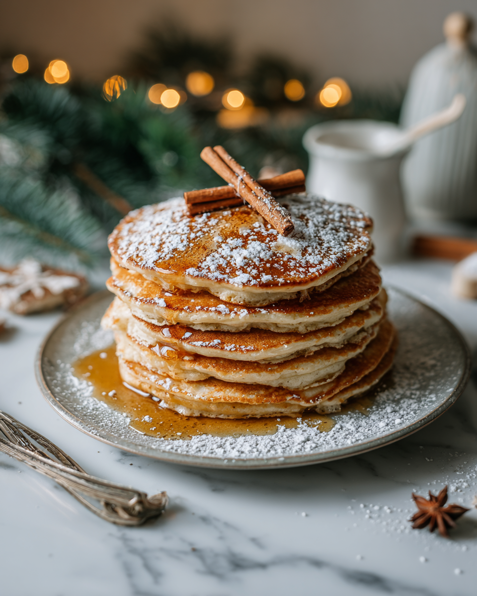 Zázvorové palačinky s javorovým sirupem na talíři