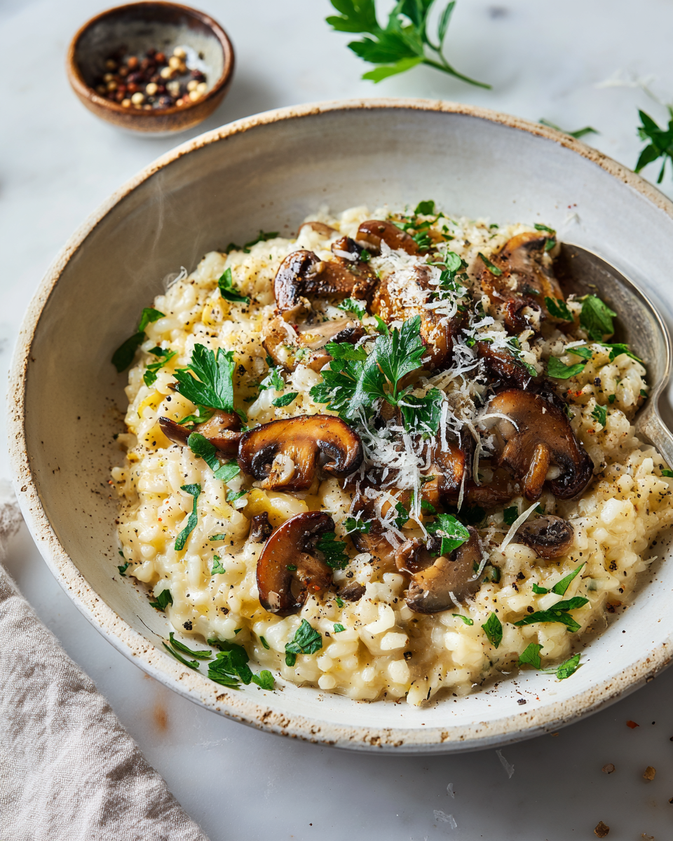 Jednoduché houbové risotto z jedné pánve, ideální na podzimní večeři.