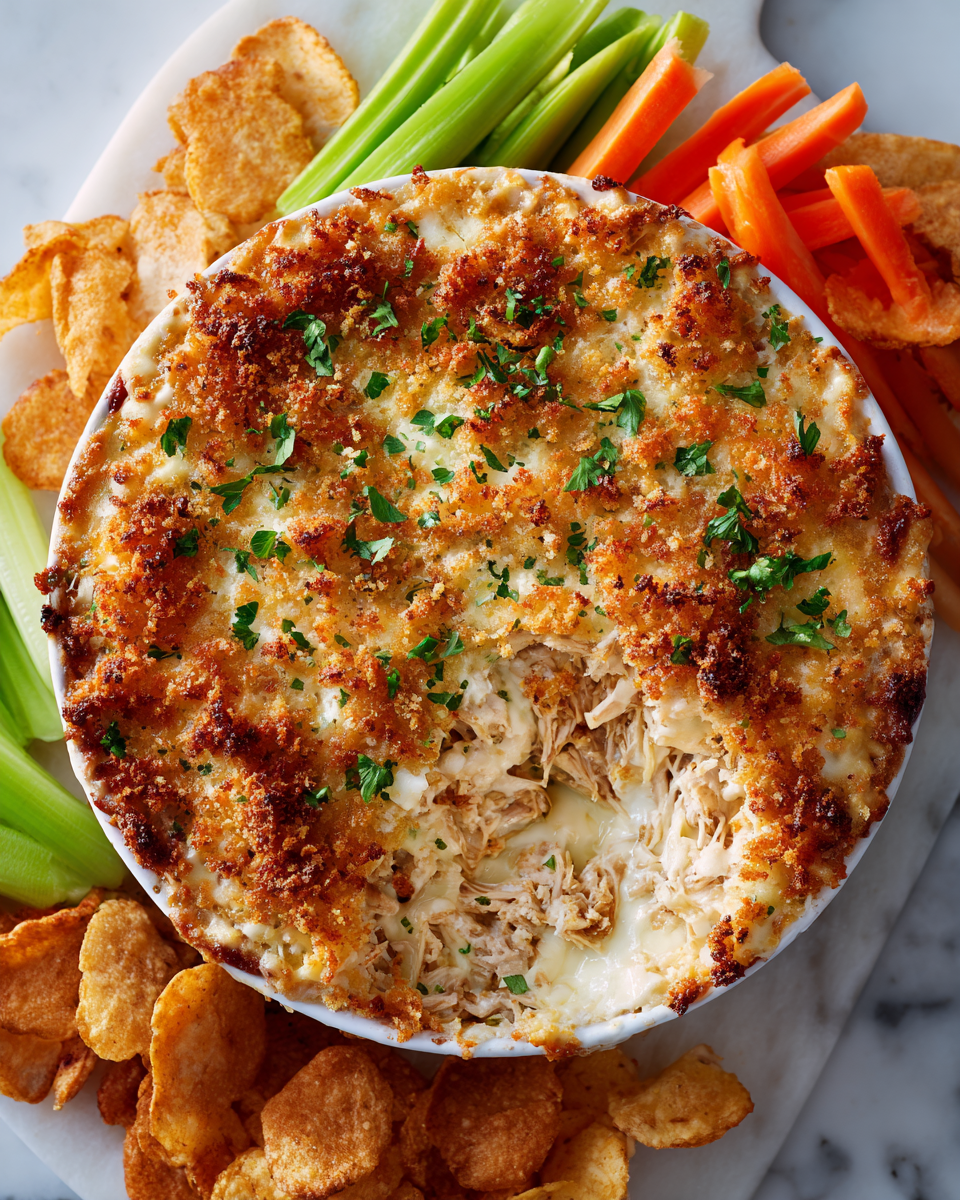 Lahodný sýrový dip s kuřecím masem pro herní den, rychlý recept ideální pro sdílení s přáteli.