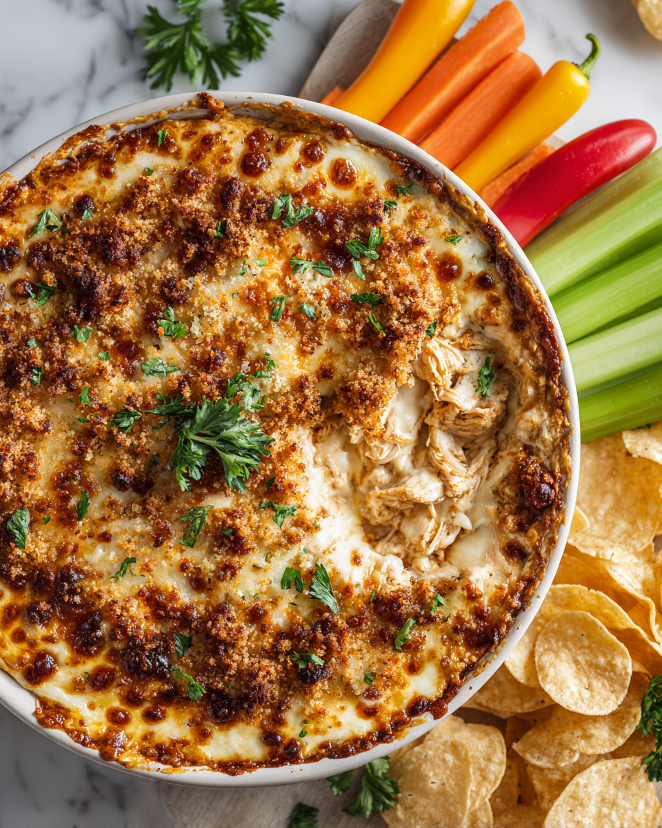 Lahodný sýrový dip s kuřecím masem pro herní den, rychlý recept ideální pro sdílení s přáteli.