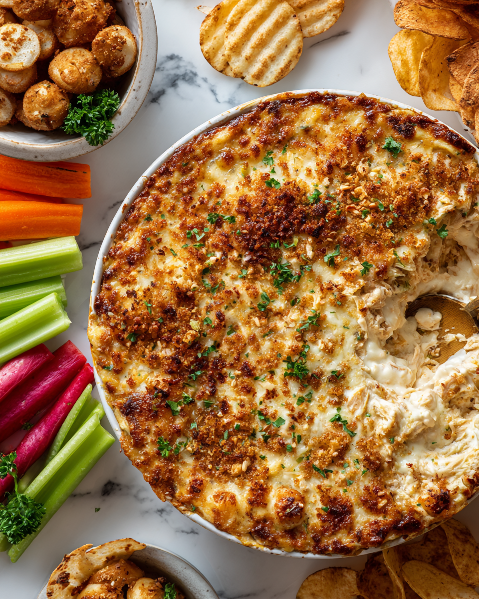 Lahodný sýrový dip s kuřecím masem pro herní den, rychlý recept ideální pro sdílení s přáteli.