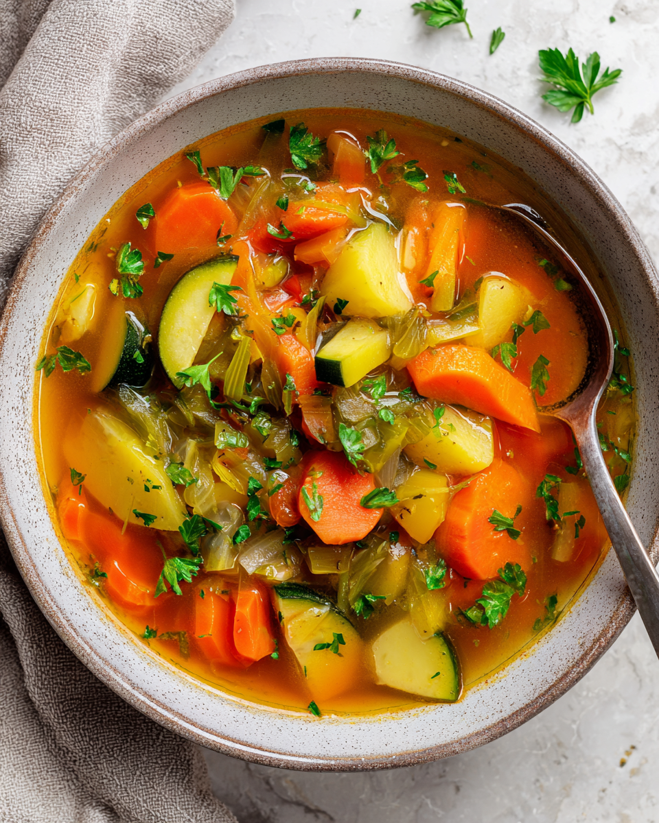 Sytá zimní zeleninová polévka, zdravý recept plný sezónní zeleniny, ideální pro chladné dny.