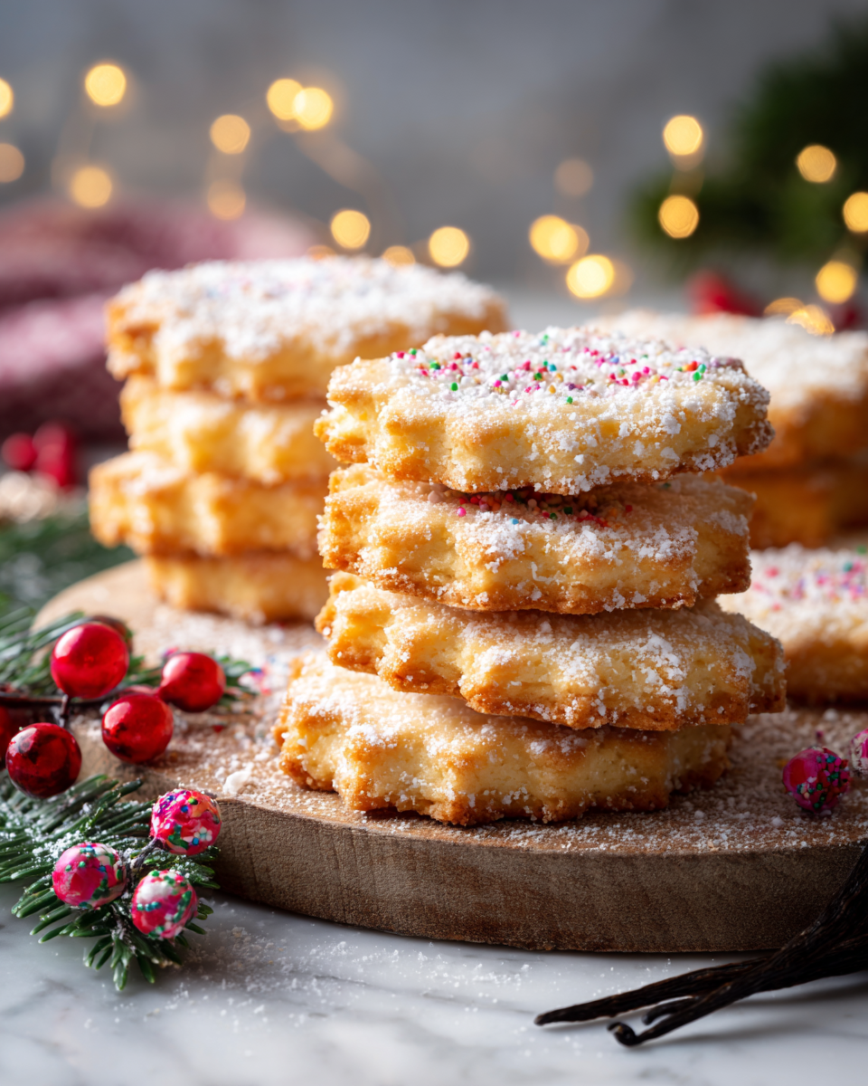 Vanilkové cukroví bílého zbarvení s krystalovým cukrem, dokonale tvarované a sladce vonící. Ideální pro Vánoce a sváteční oslavy. Recept na velmi snadné a rychlé cukroví.