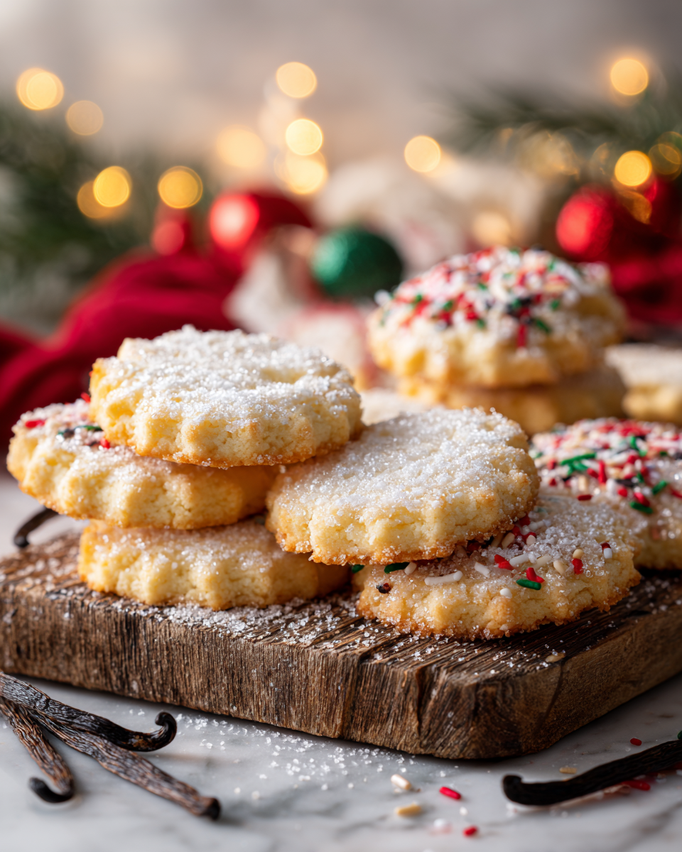 Vanilkové cukroví bílého zbarvení s krystalovým cukrem, dokonale tvarované a sladce vonící. Ideální pro Vánoce a sváteční oslavy. Recept na velmi snadné a rychlé cukroví.