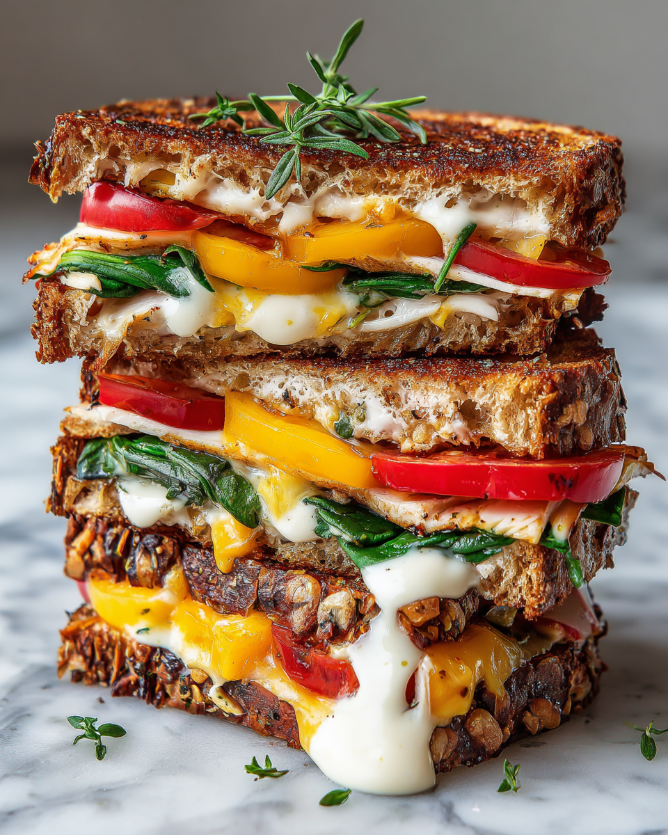 Rychlý a chutný sendvič se sýrem, zeleninou a avokádem.