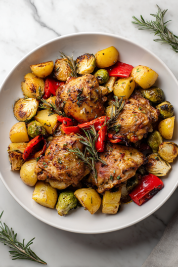 Jednoduchá a chutná večeře na plechu s kuřecím masem a zeleninou