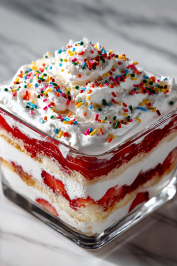 Lahodný dezert s Cool Whipem a svrchními vrstvami sušenek, skvělý pro oslavy.