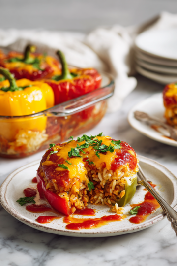 Zapečené papriky s mletým masem a sýrem, ideální pro podzimní večery