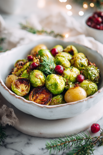 Pečená zelenina jako příloha na vánoční stůl s brambory a kapustou