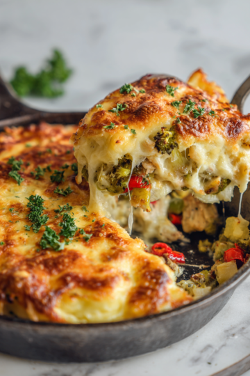 Recept na vylepšení zbytků z Vánoc, lahodný pokrm z krůtího masa a zeleniny.