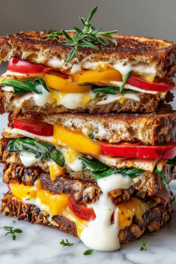 Rychlý a chutný sendvič se sýrem, zeleninou a avokádem.