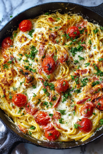 Rychlé a chutné sýrové těstoviny na pánvi, připravené za 30 minut, ideální pro rodinnou večeři.