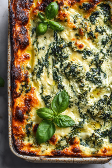 Smetanový těstovinový nákyp s ricottou a špenátem, ideální pro rodinné oslavy