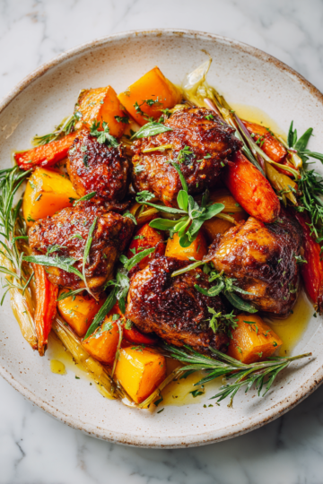 Rychlá večeře pro rodinu připravená v horkovzdušné fritéze s čerstvou zeleninou a křupavým masem.