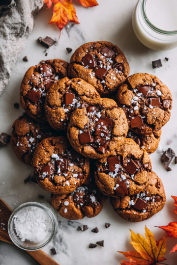 Domácí čokoládové sušenky čerstvě upečené na talíři