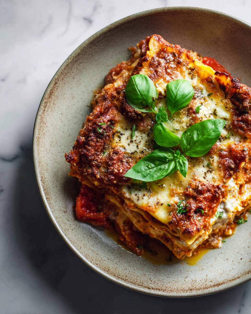 Pomalovaná lasagnová polévka s bohatou chutí a zdravými ingrediencemi.