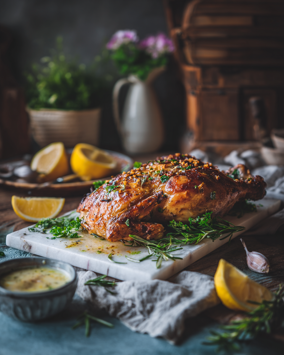 Šťavnatá kuřecí stehna s česnekovým máslem, ideální pro slavnostní příležitosti a rodinná setkání