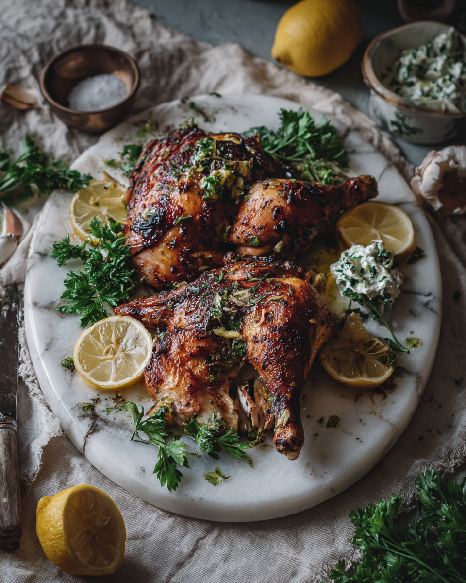 Šťavnatá kuřecí stehna s česnekovým máslem, ideální pro slavnostní příležitosti a rodinná setkání